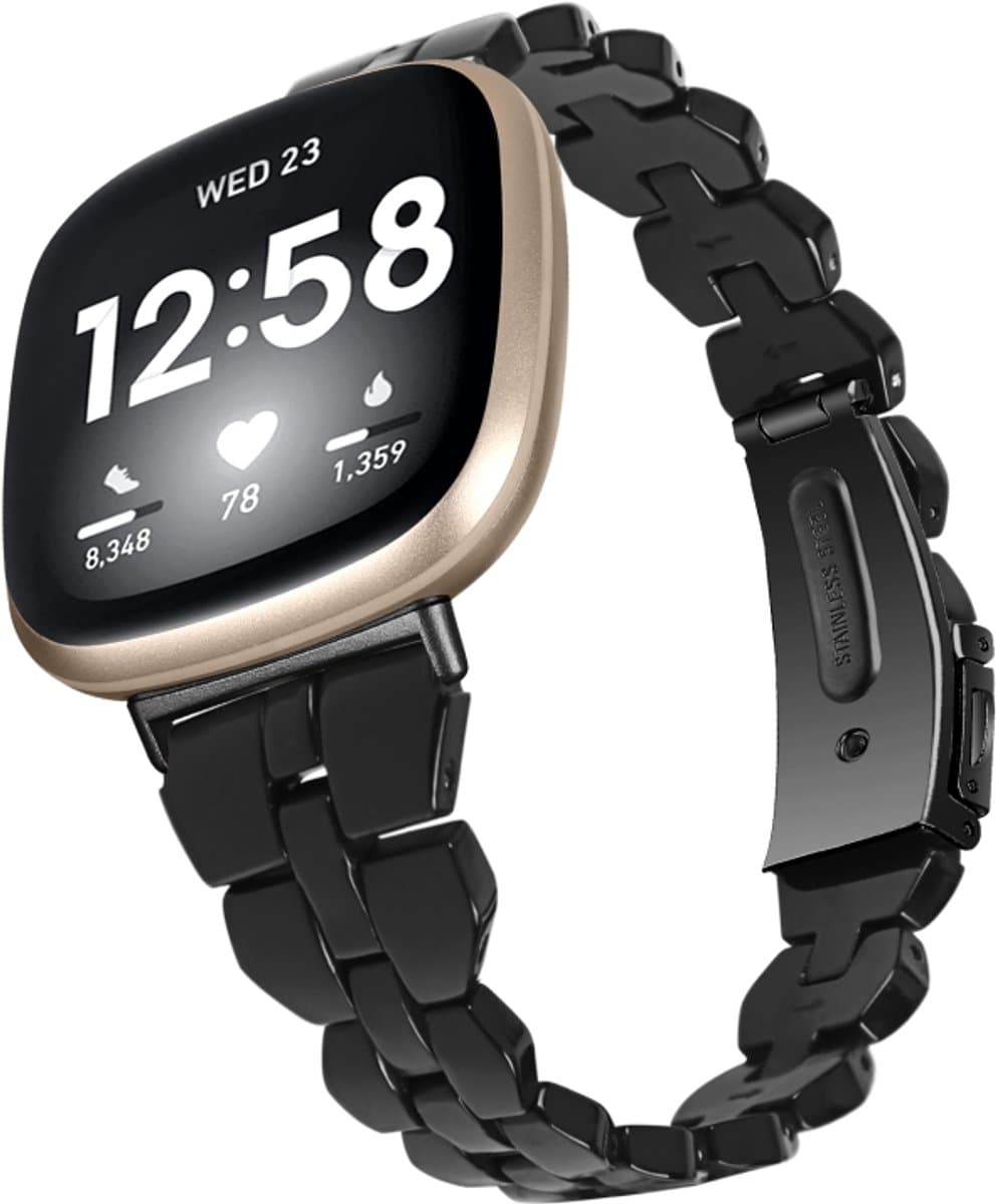Voor Fitbit Versa 3 / Sense Universal Rhombus hars horlogeband (zwart)