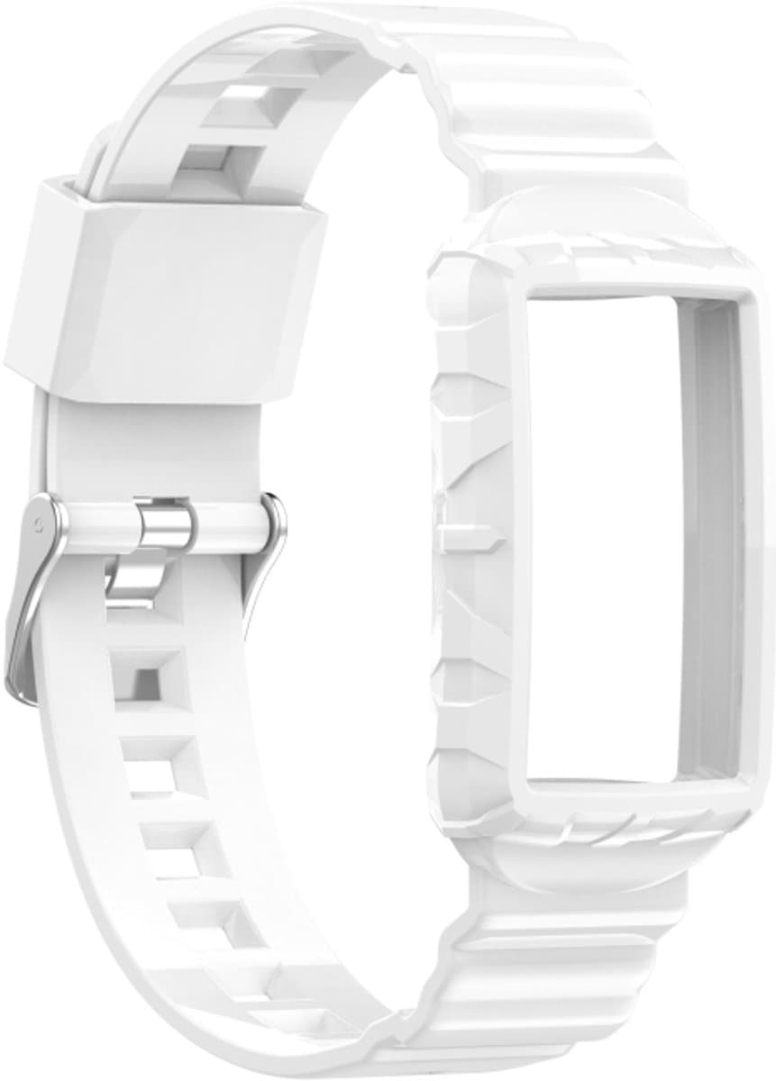 Voor Fitbit Charge 4 Silicone One Body Armor horlogeband (wit)