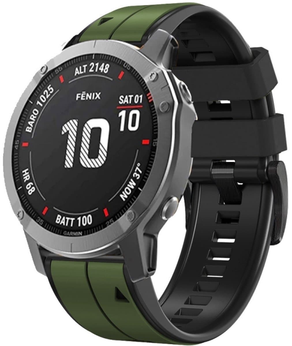 Voor Garmin Approach S62 22mm Siliconen Sport Tweekleurige Horlogeband (Amygreen + Zwart)
