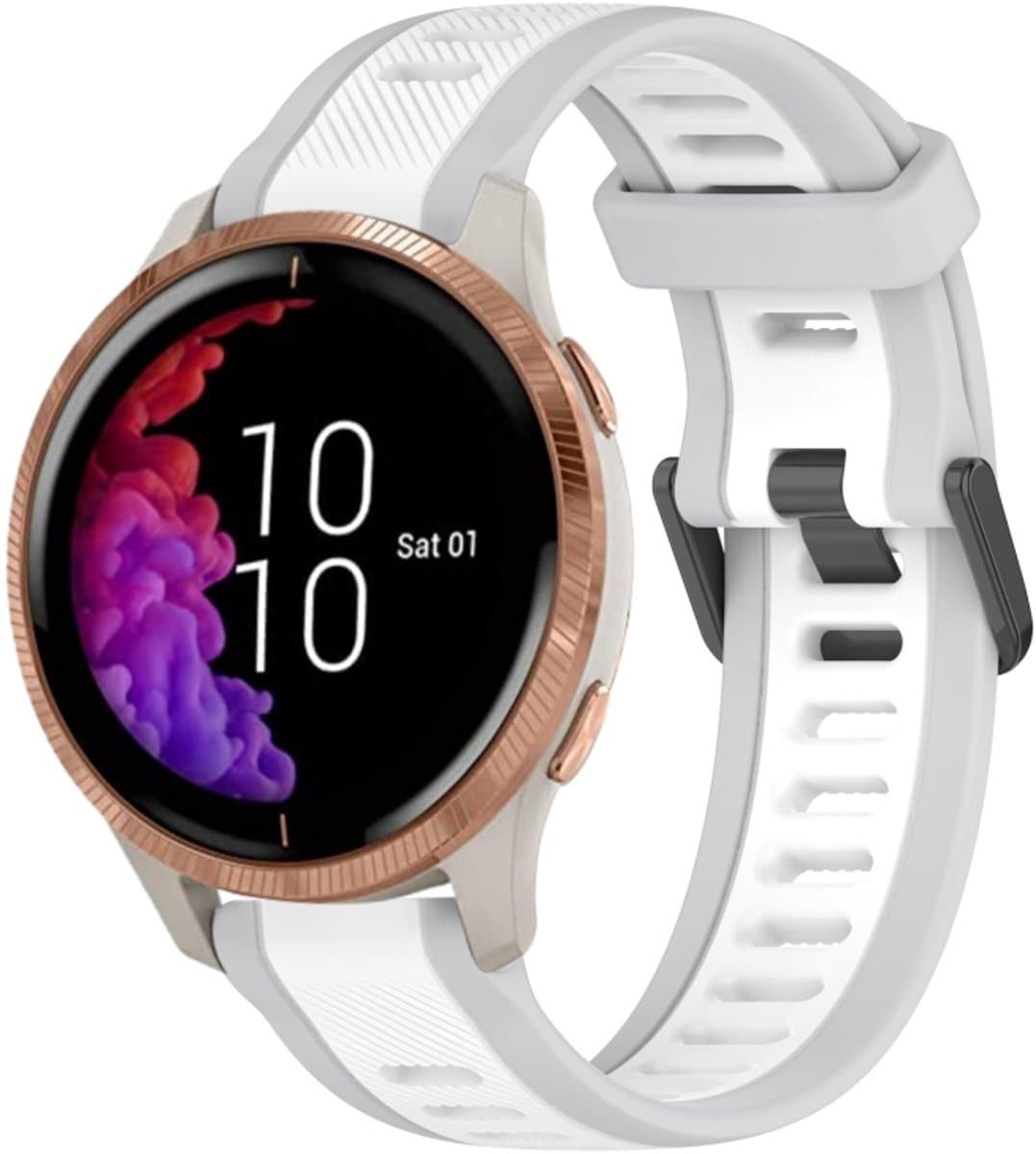 Voor Garmin Venu 20 mm tweekleurige siliconen horlogeband met textuur (wit + grijs)