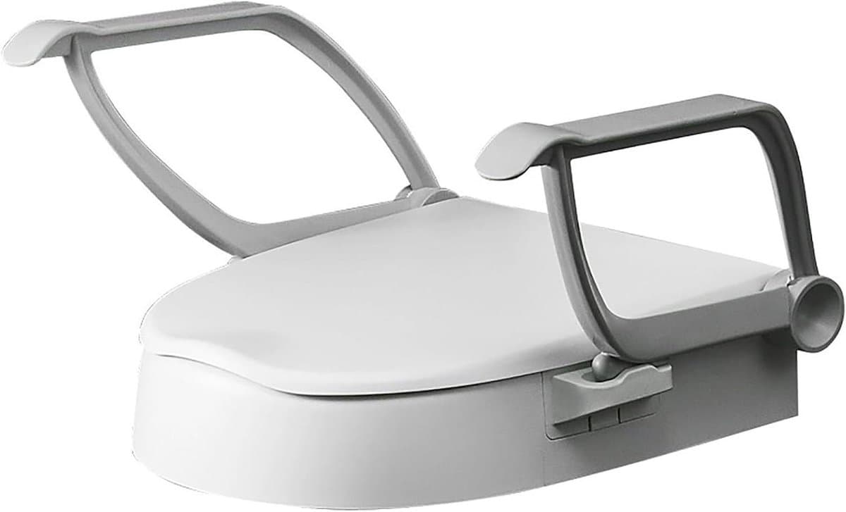 Toiletverhoger met armleuningen - Verhoogde toiletbril - Veilig opstaan - Inklapbare armleuningen - 10 cm hoogte - Wit
