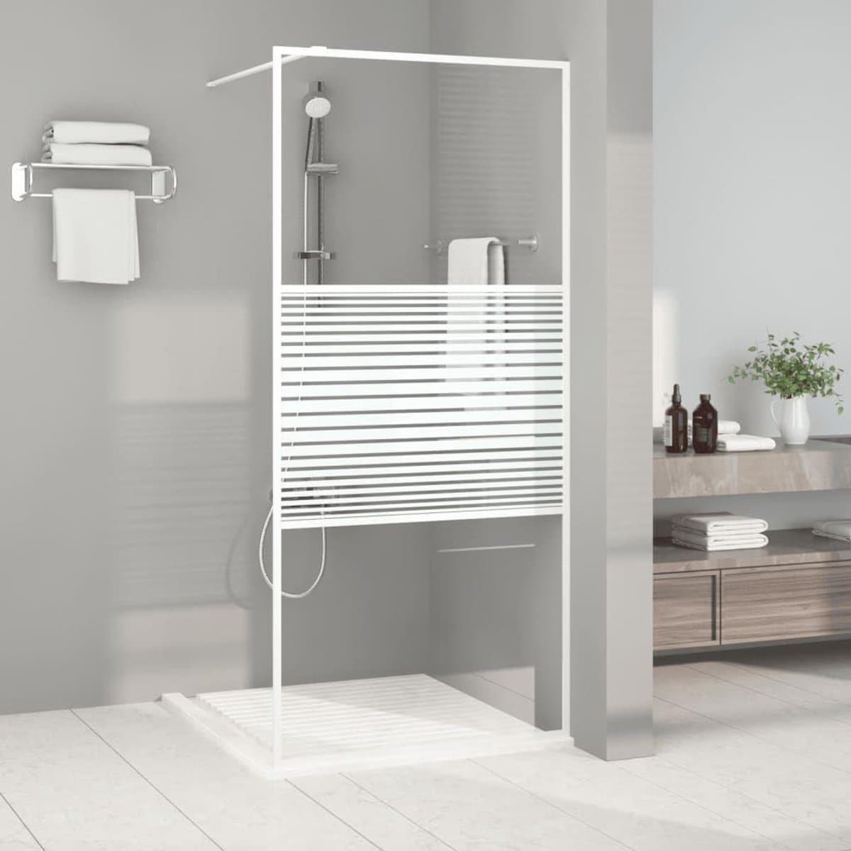 Douchewand - Badkamerscherm - Badkamer Opfrissen - Verstelbaar Profiel - 90 x 195 cm - Wit