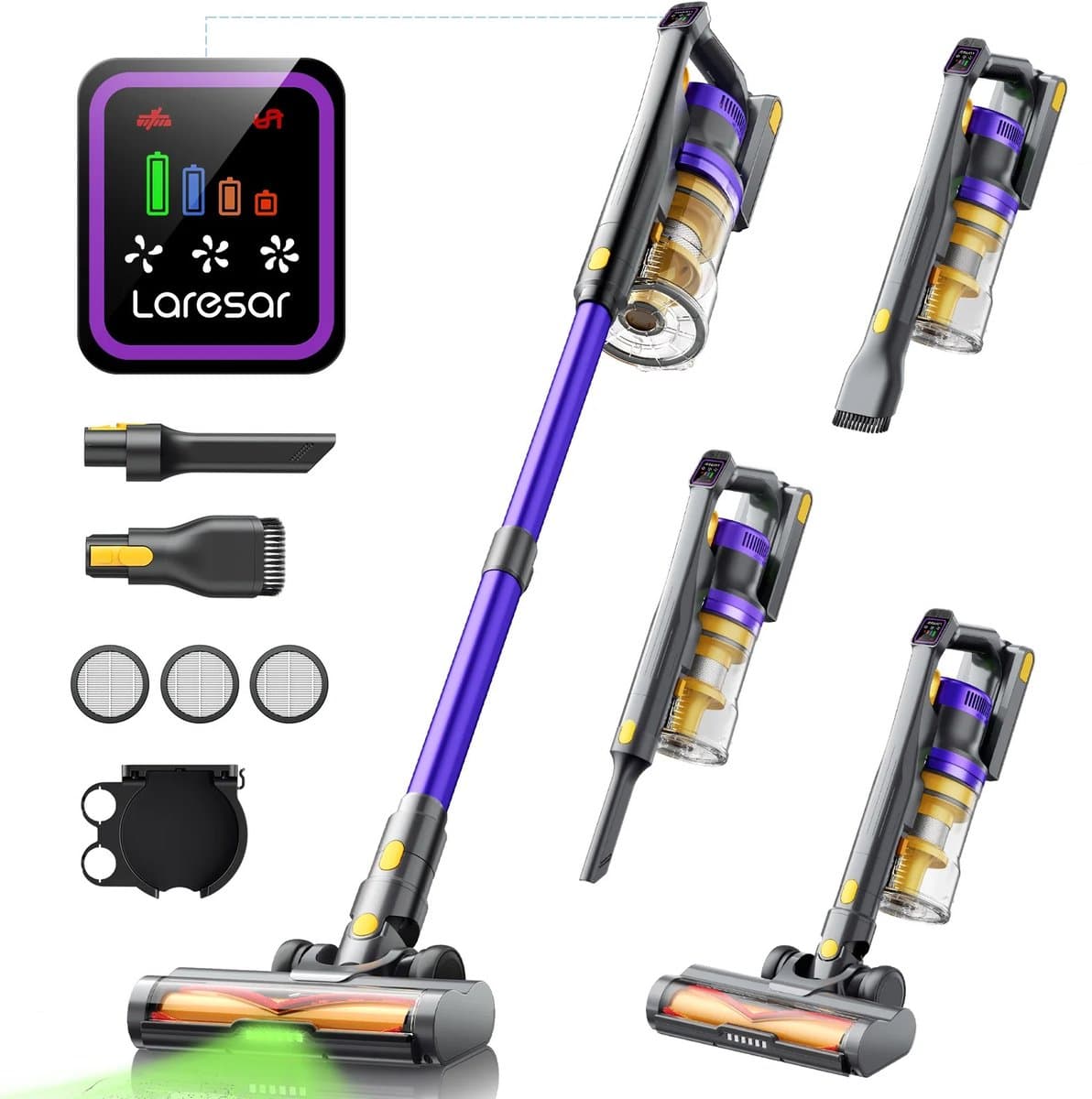 House Of Atelier - Draadloze Stofzuiger - Handstofzuiger - Smart Touch Display - Met Turbo Borstel - 60 min Looptijd - 550W