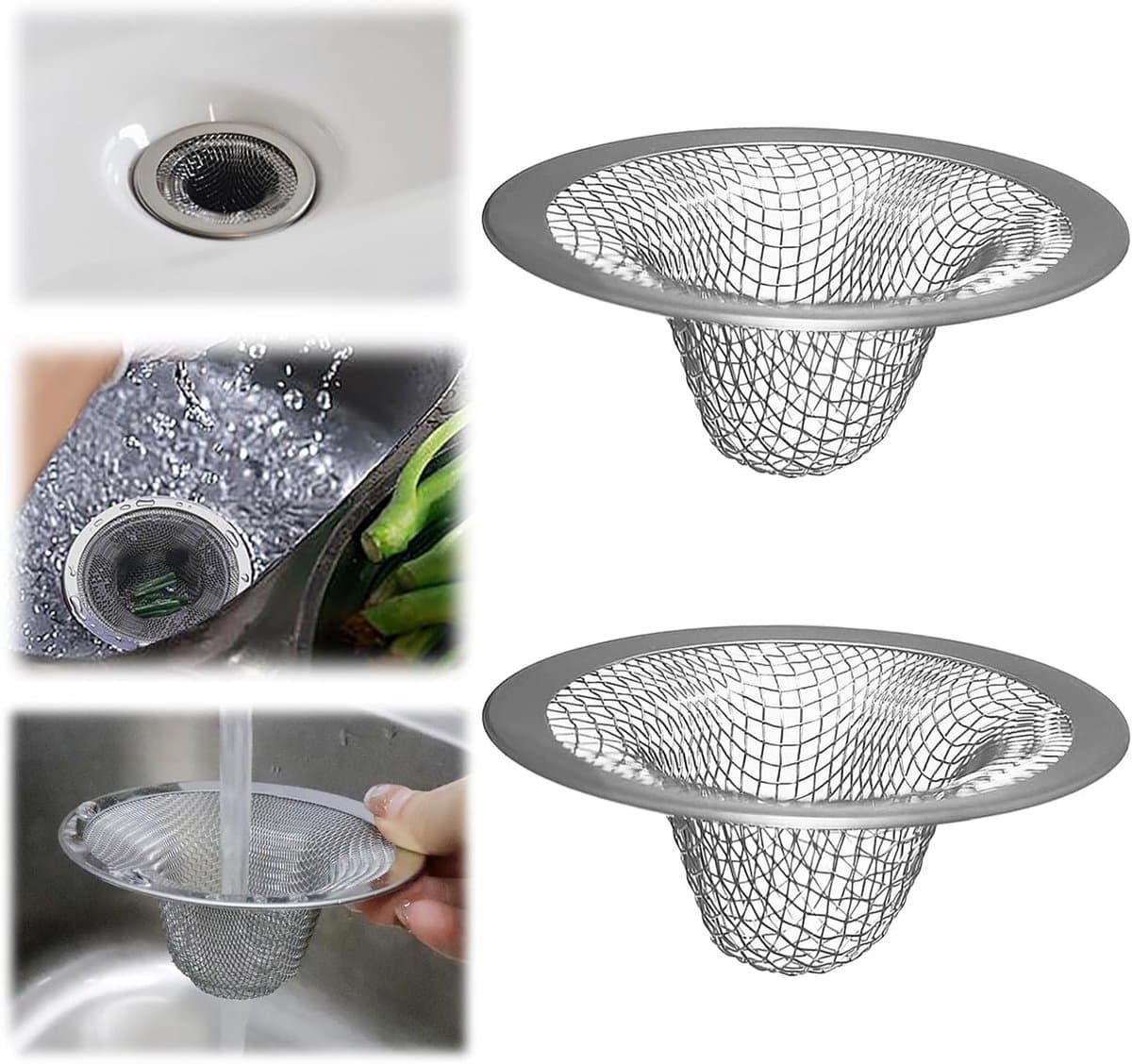 Kleine Afvoer Net Mandjes voor Badkamers, Afvoerfilters voor Haar, Ideaal voor Was, Moppen en RV Basins, RVS Afvoerfilter