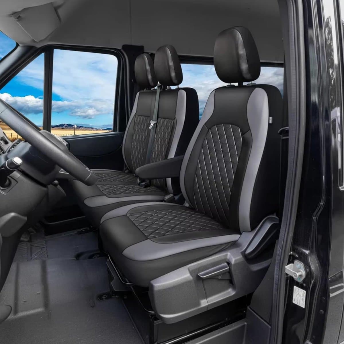 Auto Stoelhoezen - Universele Pasvorm - Interieur Beschermen - PU-Materiaal - 2+1 Set - Grijs