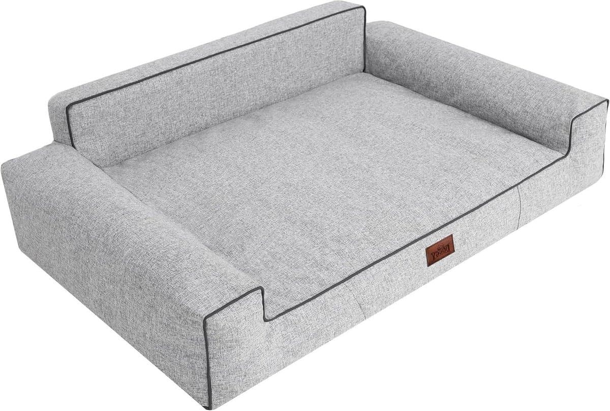 Hondenmand - Hondenbed - Rustplek creëren - Verhoogde rand - 116 x 78 cm - Asgrauw