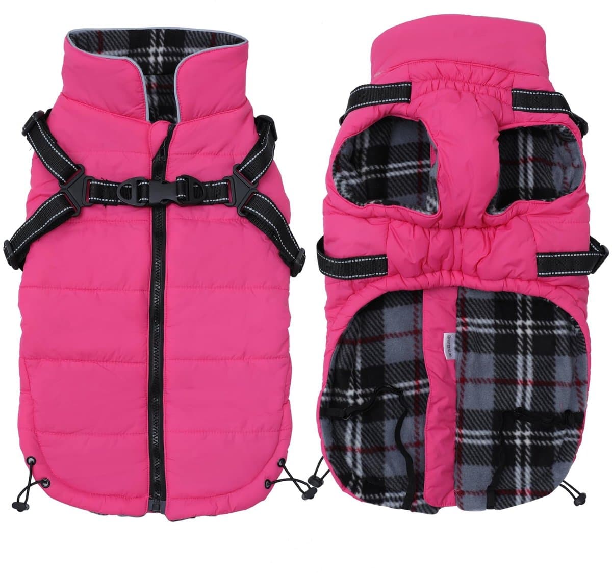 Inovra - Warme Waterdichte Winterjas voor Honden met Harnas - Roze - XS
