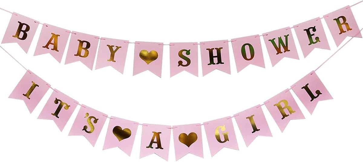 A Girl Baby Shower Banner Set - Papier Bronzing Letter Visstaart voor Decoratie Gender Reveal Party Photo Props