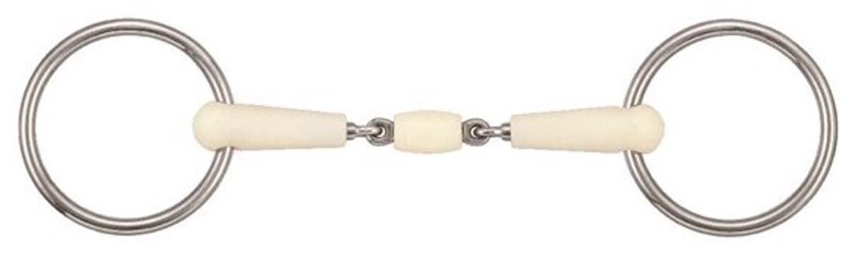 2-rings paardenbit met afneembare dubbele scharnierring + rol Soyo Happy mouth