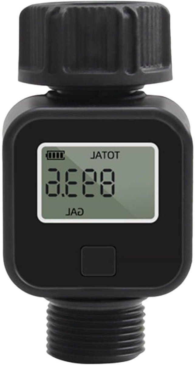 Tuinslang Waterstroommeter - Waterverbruiksmonitor - Watergebruik Meten - IPX5 Waterdicht - 3/4 Inch - Zwart