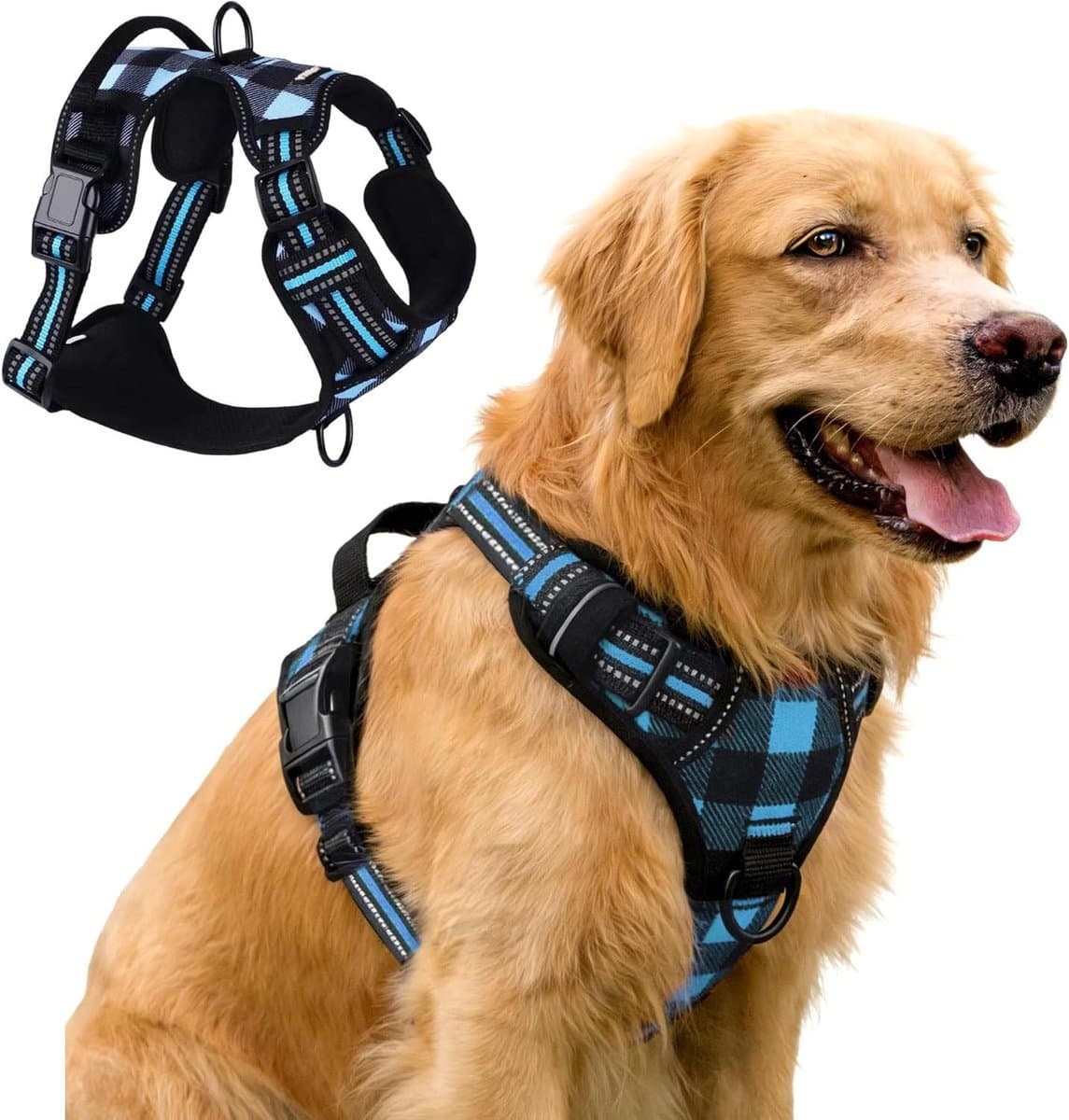 Hondenharnas met handvat - Honden tuigje - Veilige wandelingen - Geen trekken design - XL - Blauw