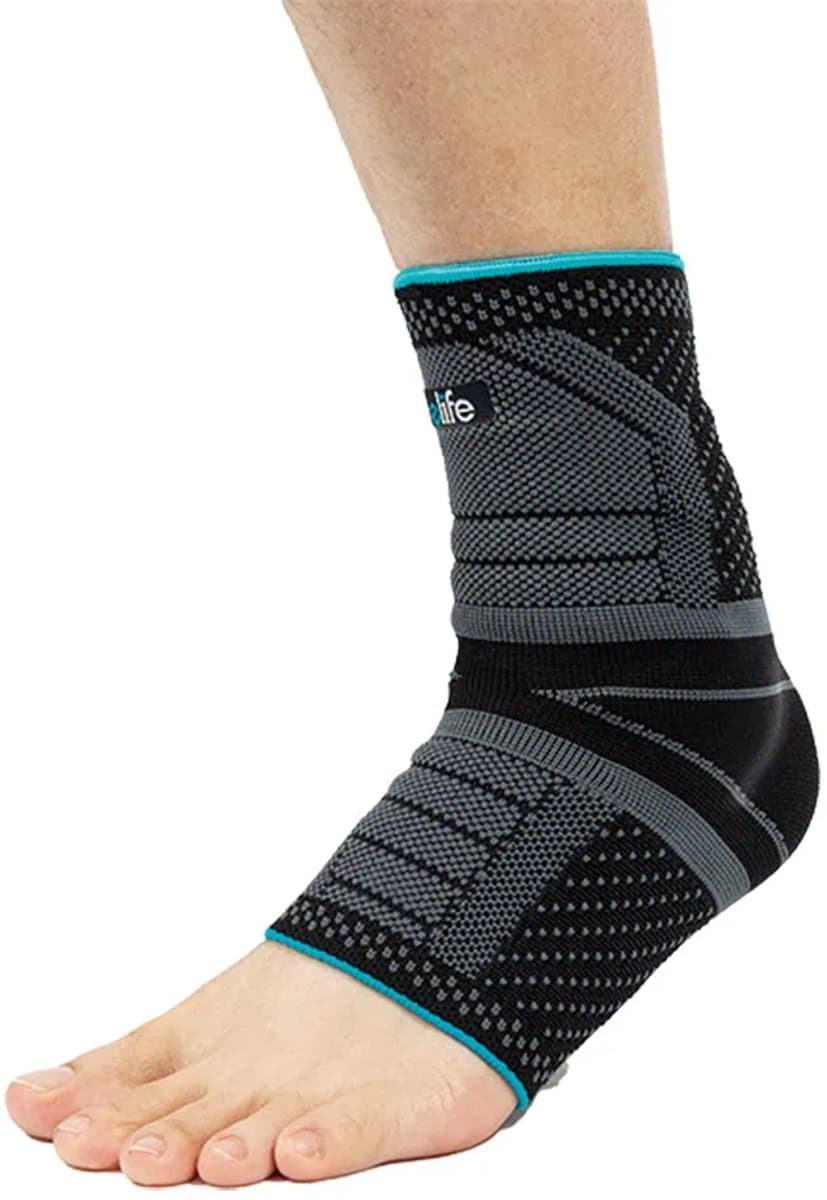 E-life Bio-Contour – Enkelbandage – Enkel ondersteuning en compressie bij enkelblessures - XL - Grijs