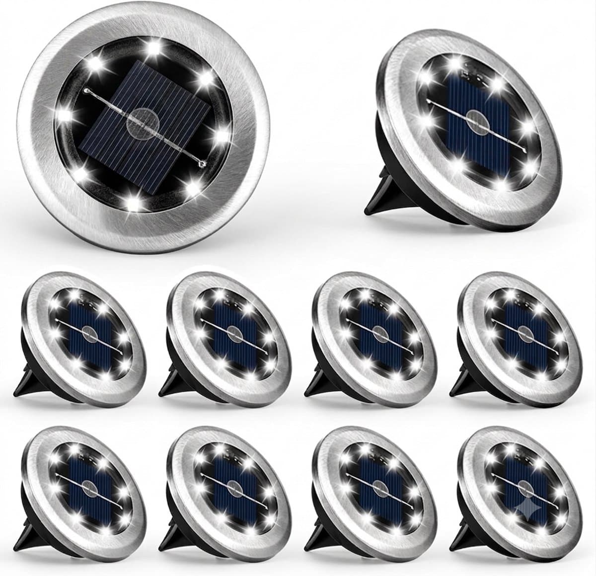 Livatto Tuinverlichting op zonne-energie 10 stuks - Mini solarlampen, waterdicht, warmwit voor terras, oprit en landschap
