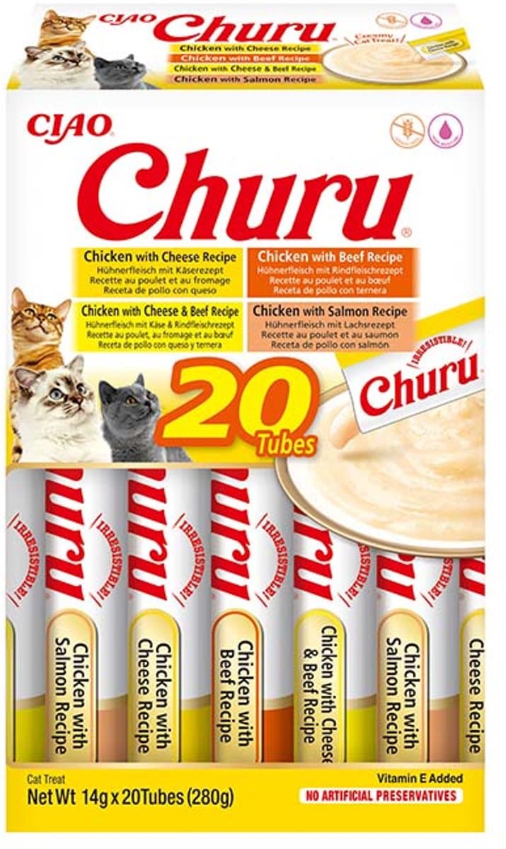 Inaba Churu Puree Multipack - Kattensnack - Kip Rundvlees 20x14 g