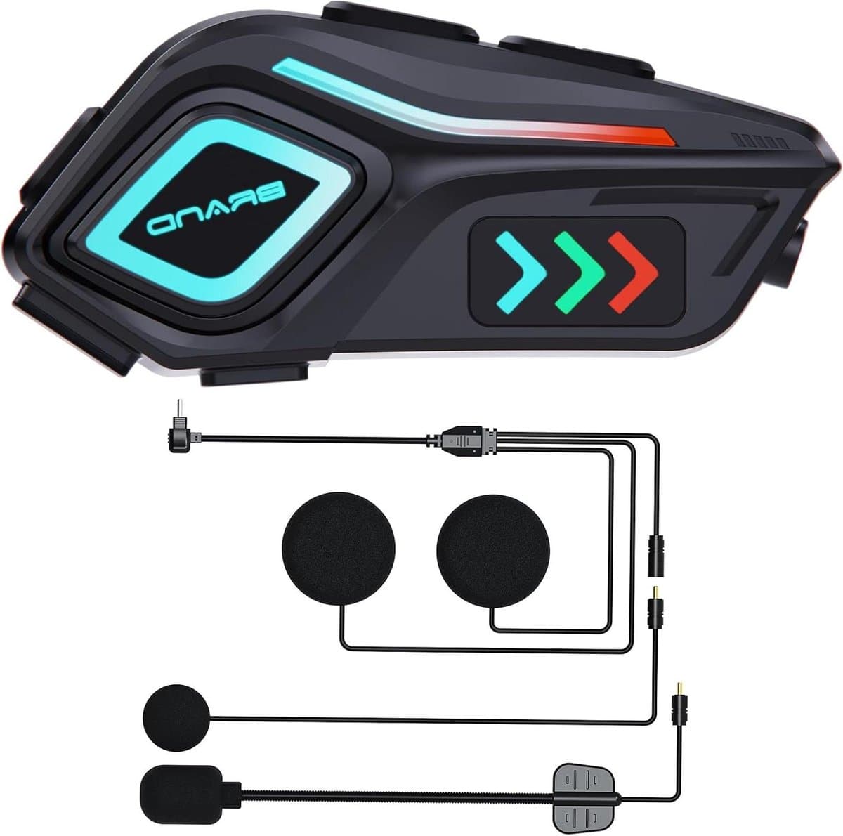 Motorhelm Headset - Draadloze Oortjes - Veilig Onderweg - Geïntegreerde Zaklamp - 40 Uur Batterij - Zwart