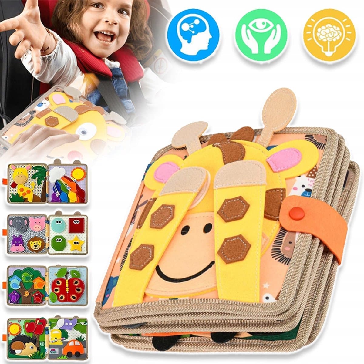 Leerzaam Vilten Boekje - Puzzelbord Met 8 Pagina's - Rijke Kleuren En Verschillende Patronen - Ontwikkelt Zintuiglijke En Taalvaardigheden - Perfect Cadeau Voor Peuters