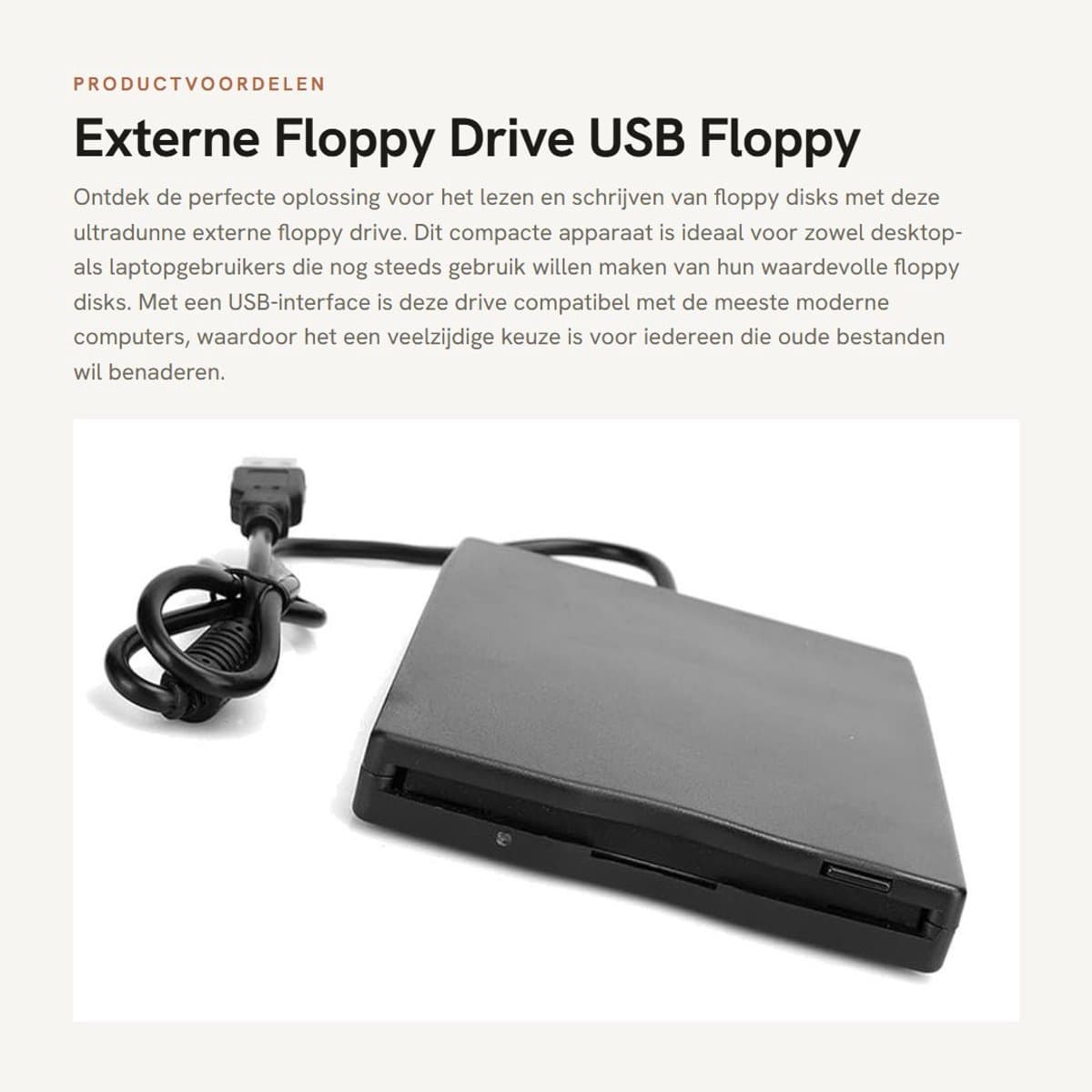 Dailygoods - Externe Floppy Drive - USB Floppy Drive - Ultradunne en Lichtgewicht - Geschikt voor Laptops en Desktopcomputers - 3,5 Inch