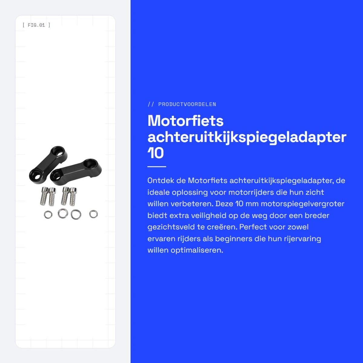 Dailygoods - Motorfiets achteruitkijkspiegeladapter - 10 mm motorspiegelvergroter - Verhoogt zichtbaarheid - Compact formaat - Veiligheid op de weg -...