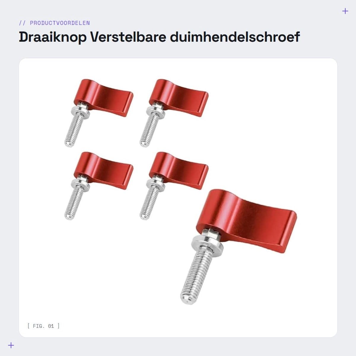 Dailygoods - Draaiknop - Verstelbare duimhendelschroef - Aluminiumlegering - Rood - M5 schroefdraad - Geschikt voor camera-apparatuur - 17mm