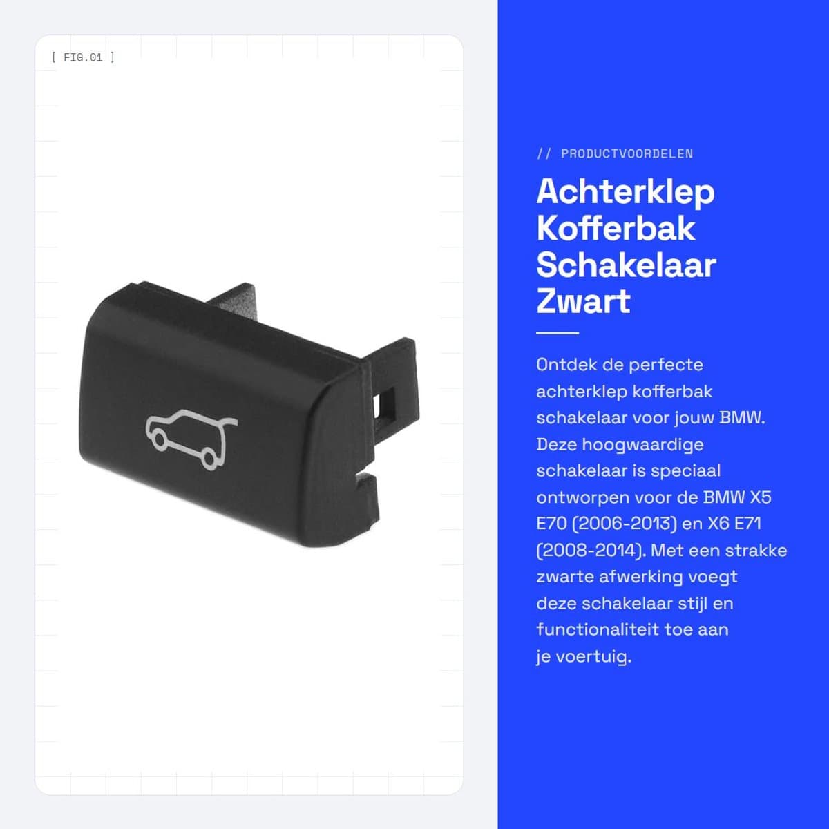 Dailygoods - Achterklep Kofferbak Schakelaar - Zwart - Kofferbak Knop Cover - Geschikt voor X5 E70 en X6 E71