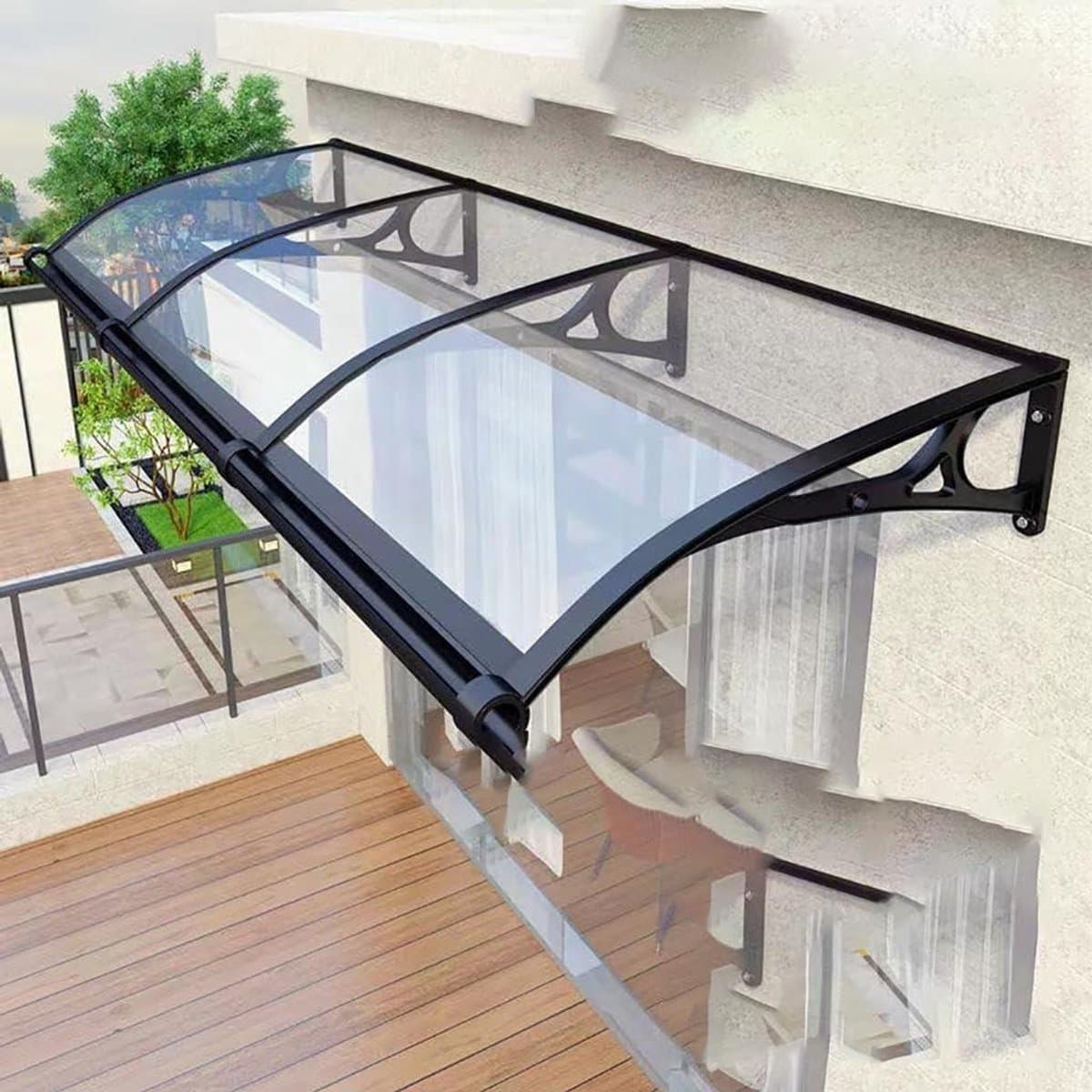 Deurluifel - Veranda luifel - Bescherming tegen regen - Transparant polycarbonaat - 60 x 300 cm - Transparant