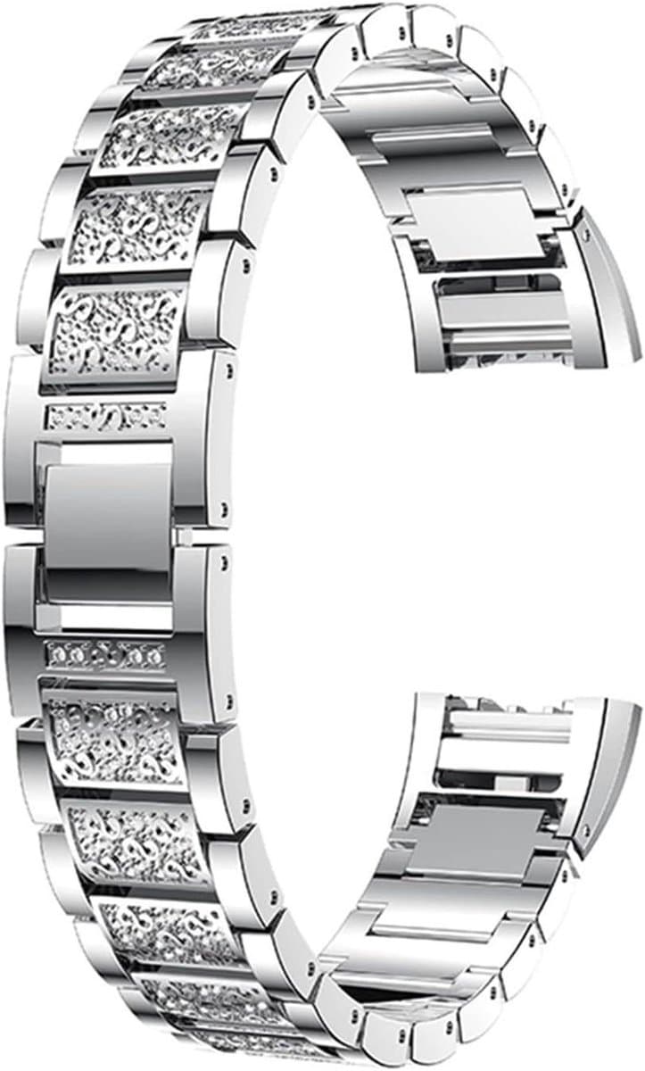 Sportband - Metalen Armband - Fitness Tracker - Glanzende Strass - 150-190 mm - Zilver