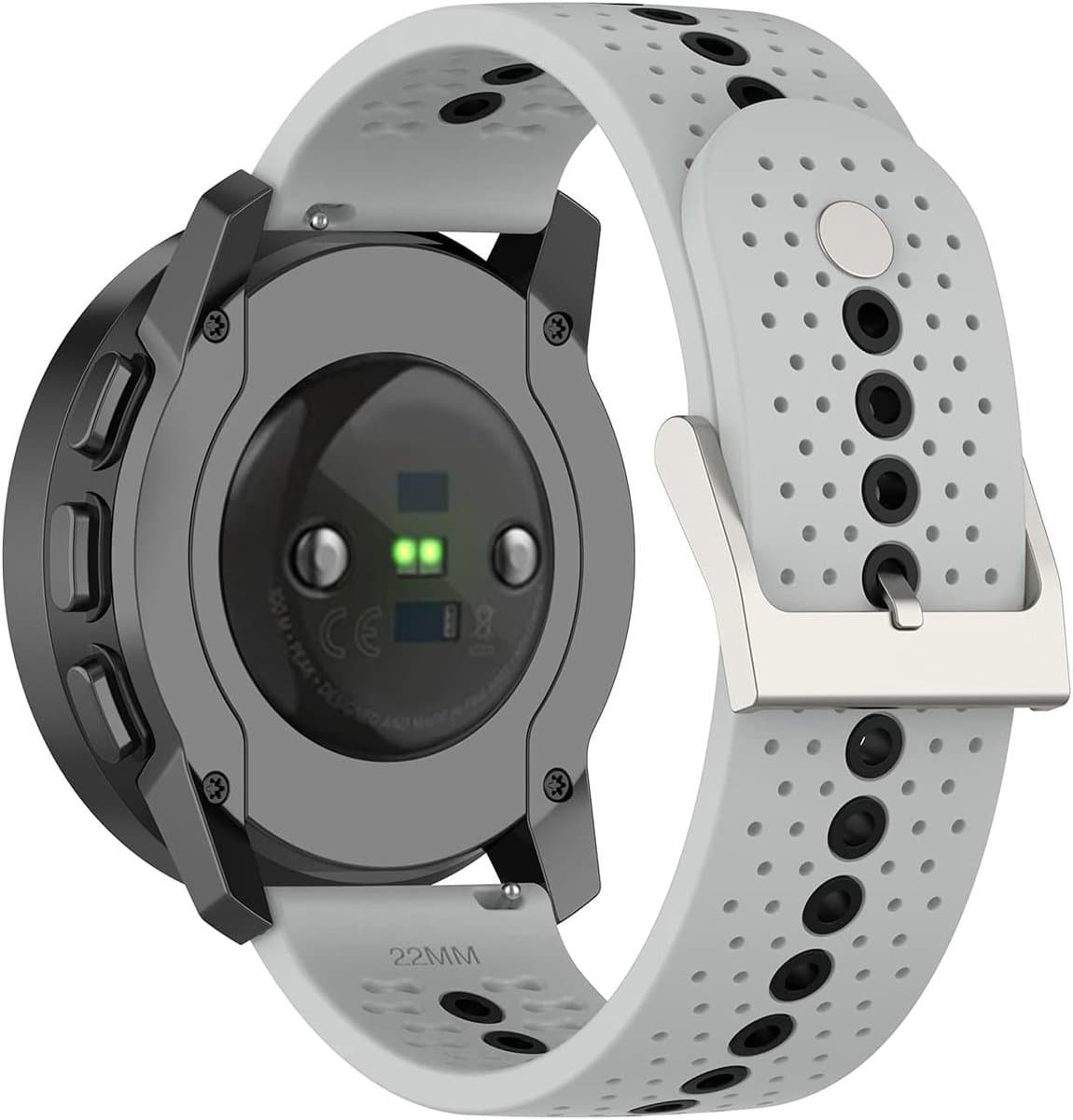 Zachte siliconen sportarmband 22mm met kleurrijke gaten, vervangbare wristband voor smartwatches en fitnesshorloges