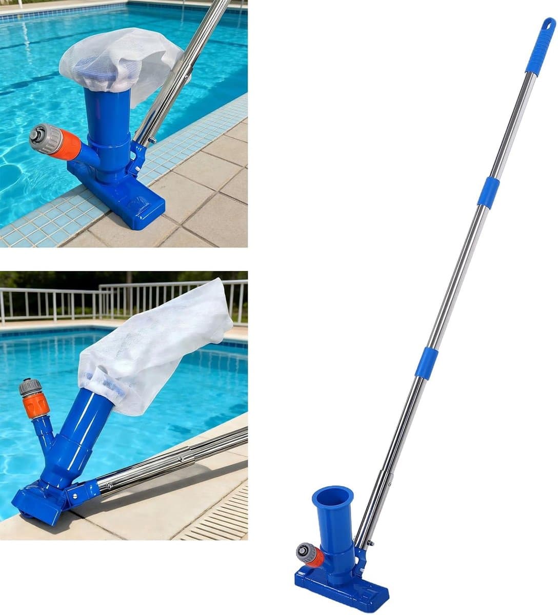 Zwembad Reiniger - Spa Stofzuiger - Zwembad Schoonmaken - Waterdruk Aangedreven - 225 cm - Grijs