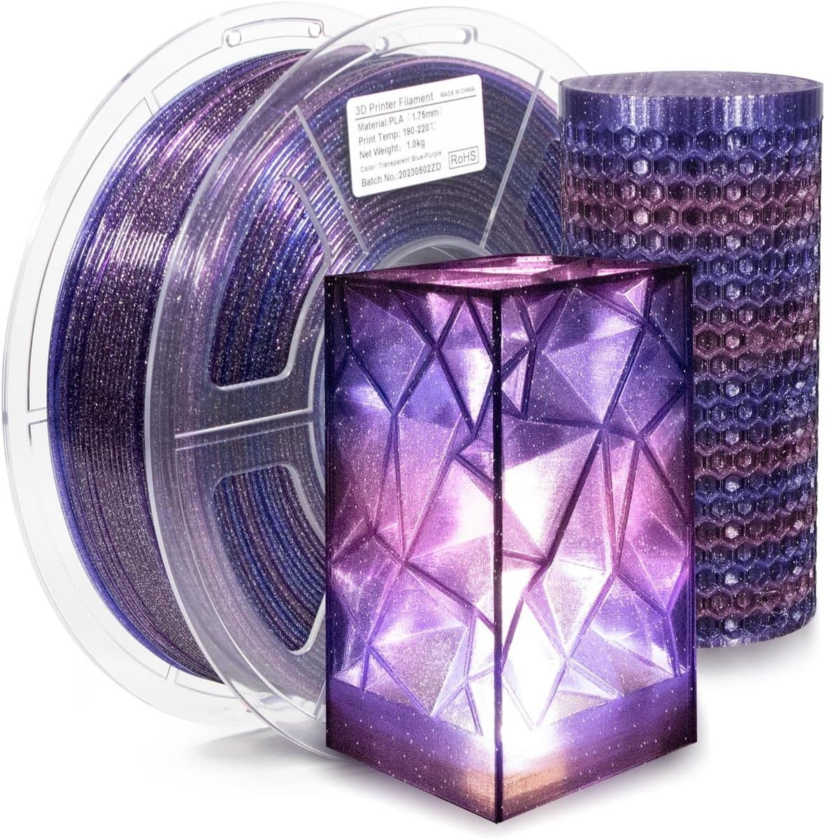 Glitter Transparant PLA Filament 1.75mm - 1kg Spoel - 3D Printer Materiaal Hoge Precisie