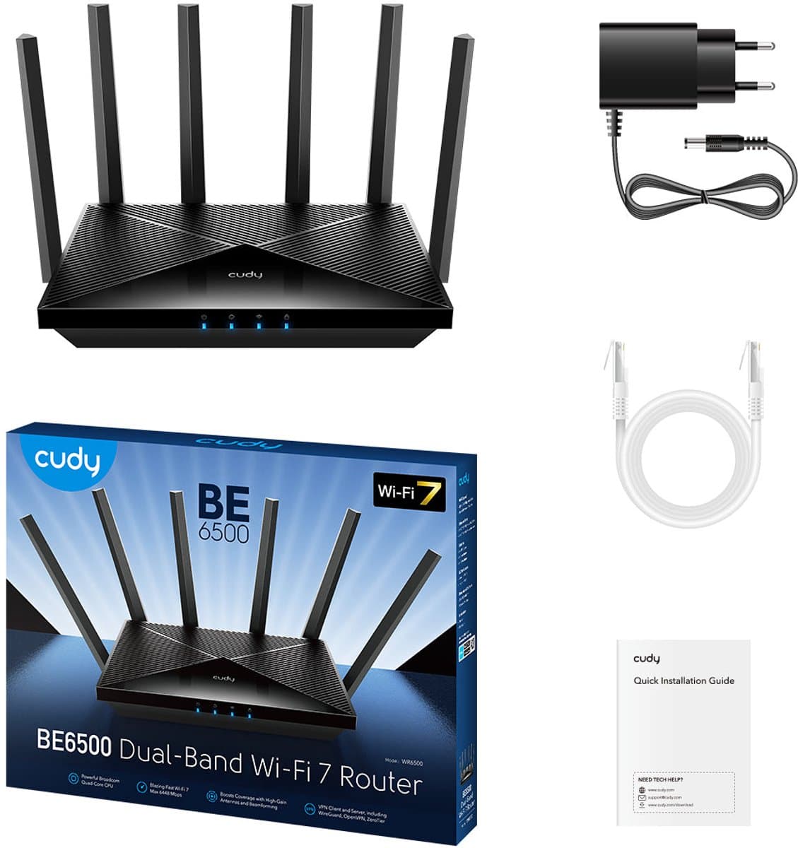 Cudy WR6500 Serie - Gigsbit Wi-Fi 7 Router - Snelle Reactie - Sterke Processor