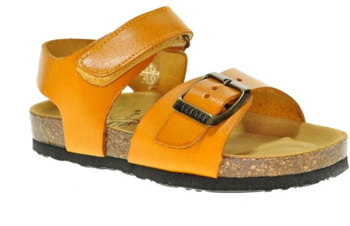 Plakton Lederen Sandaal Mosterdkleur Met Velcro maat 33