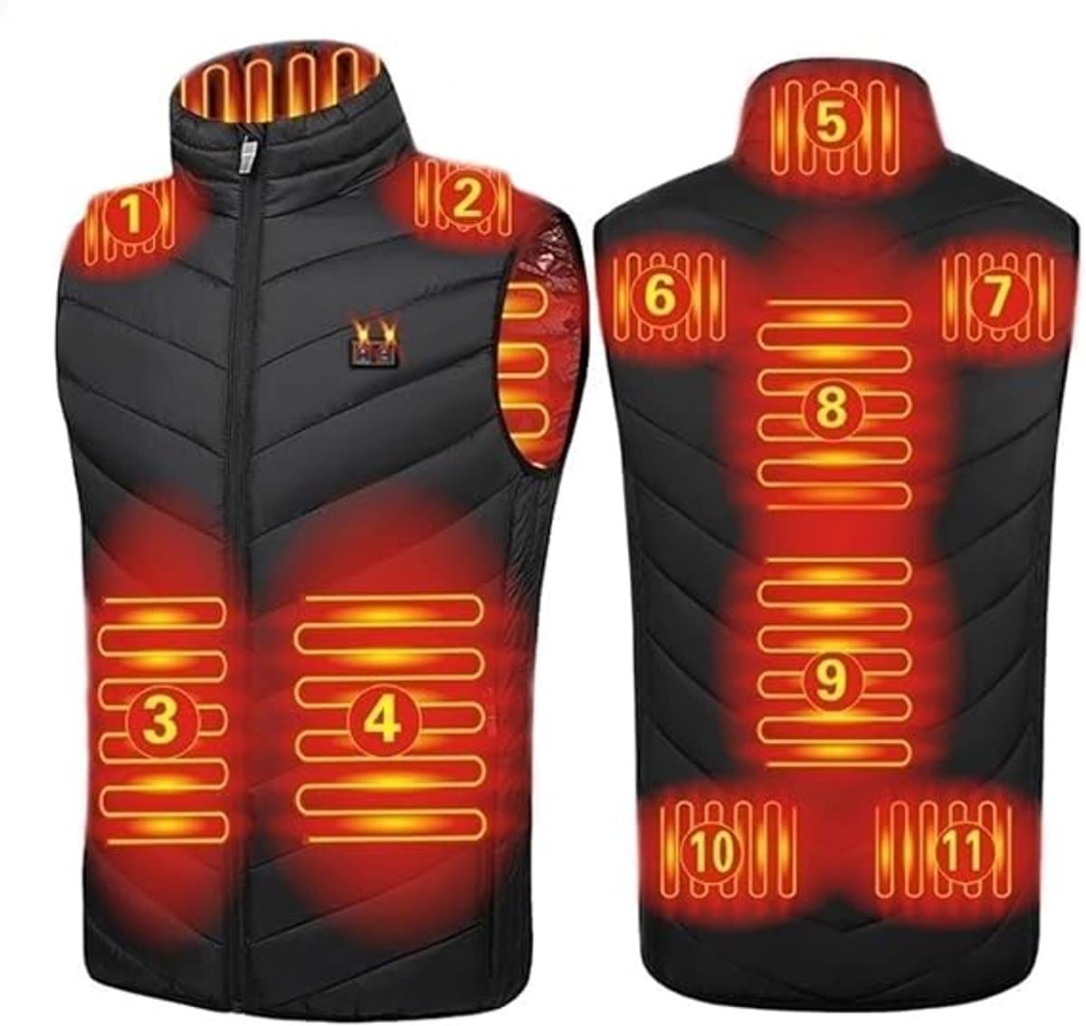 Verwarmende jassen - verwarmende bodywarmer voor vrouwen/ mannen, 3 temperatuurinstellingen elektrische verwarmende jas, machinewasbare verwarmende bodywarmer voor buiten, wandelen (exclusief accupakket) (5xl)