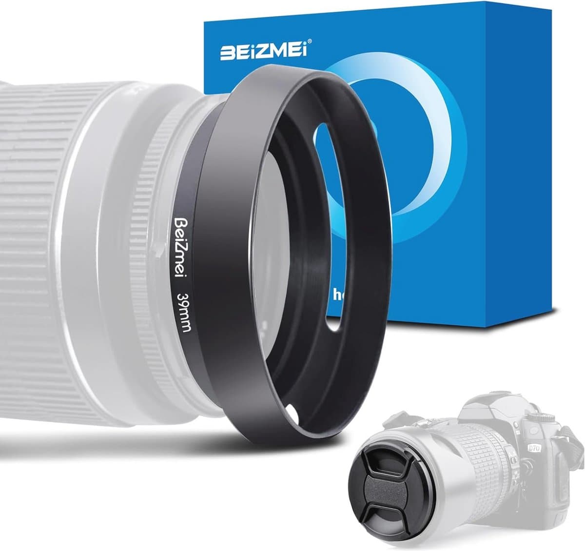 Universele 55 mm Zonnekap voor Camera met Lensdop - Bescherming tegen Stoten en Reflecties