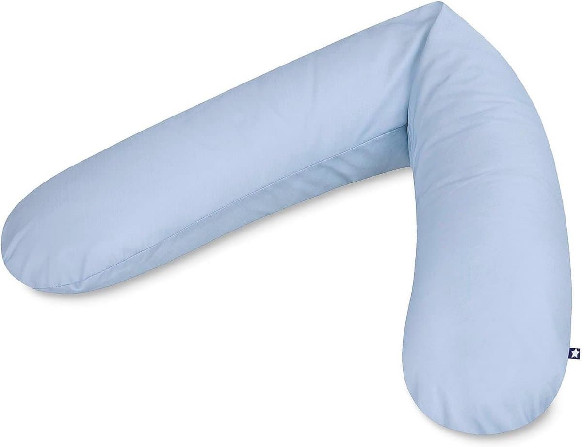 Julius Zöllner Voedingskussen, zwangerschapskussen, steunkussen, bijzonder aangename en soepele vlokkenvulling, ca. 180 cm, uni blauw