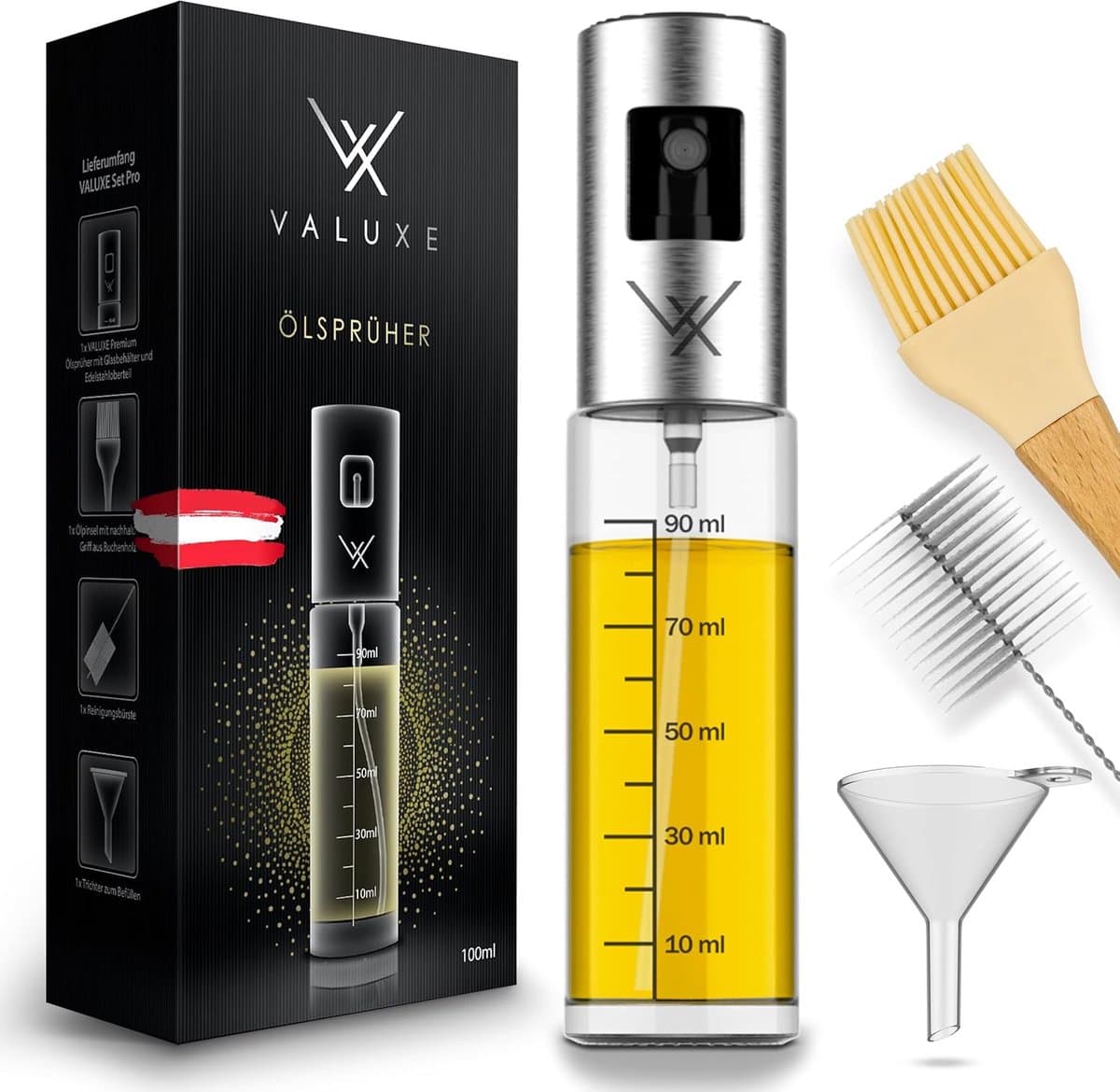 Mmgoqqt 100Ml Olieverstuiver - Navulbare Oliespray - Rvs Keukenfles Bpa-Vrij Met Fijne Nevel En Precieze Dosering