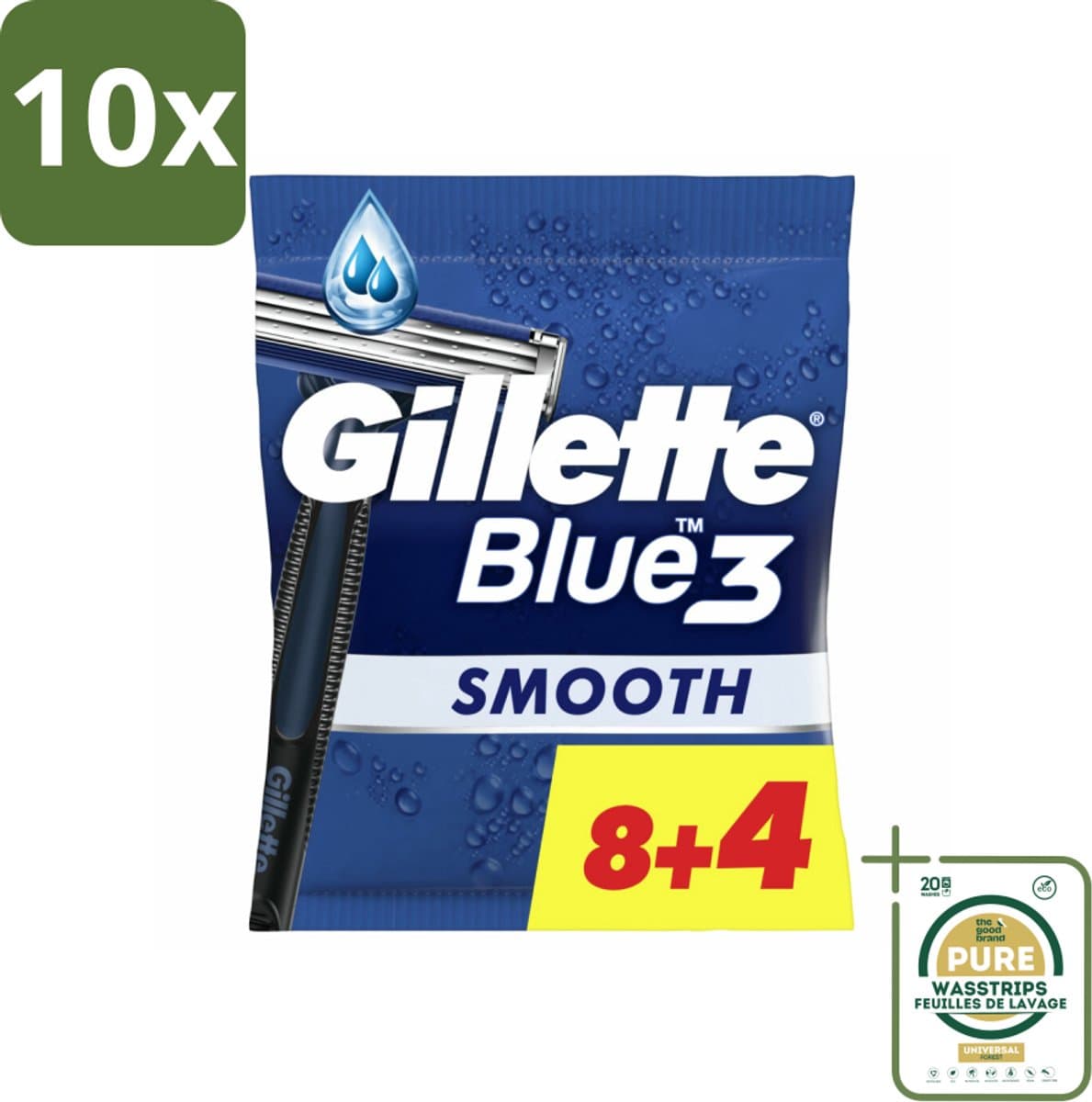 10 x Gillette Wegwerpmesjes Blue III 12 stuks per verpakking - Grootverpakking - Scheermesje - Wegwerpmesje - Chroom Mesjes - 40° Scheerkop - Comfortgel