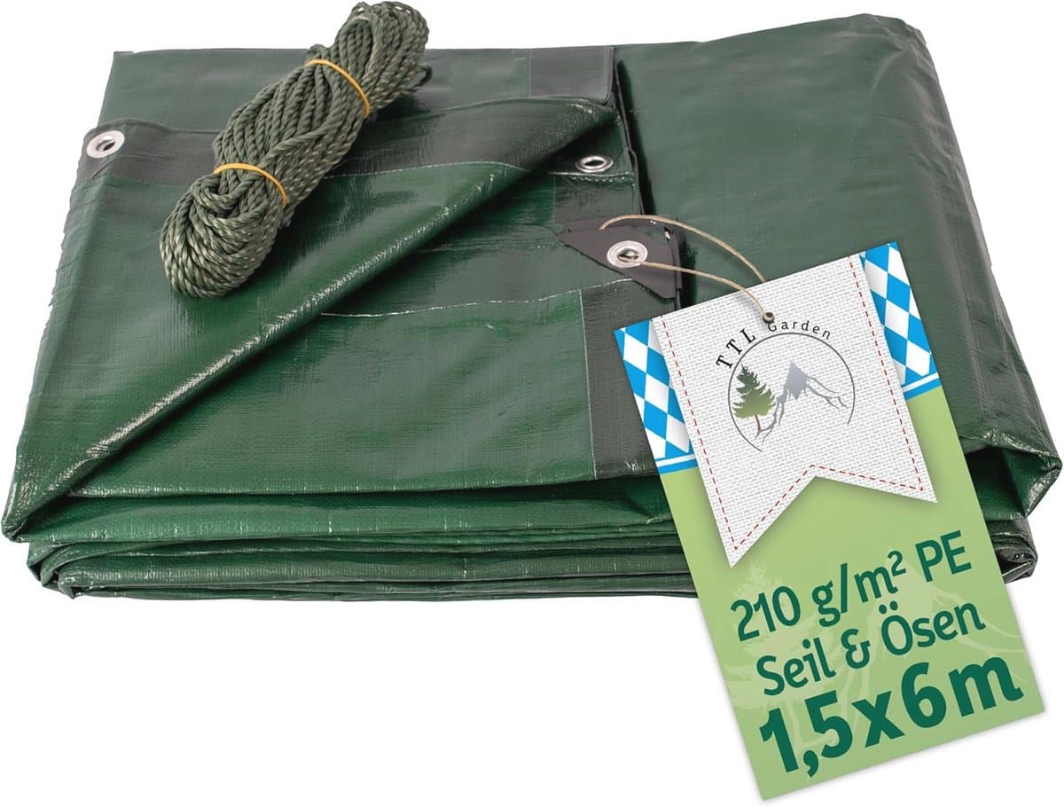 Premium afdekzeil 1,5 x 6 m - 210 g/m², waterdicht en scheurvast