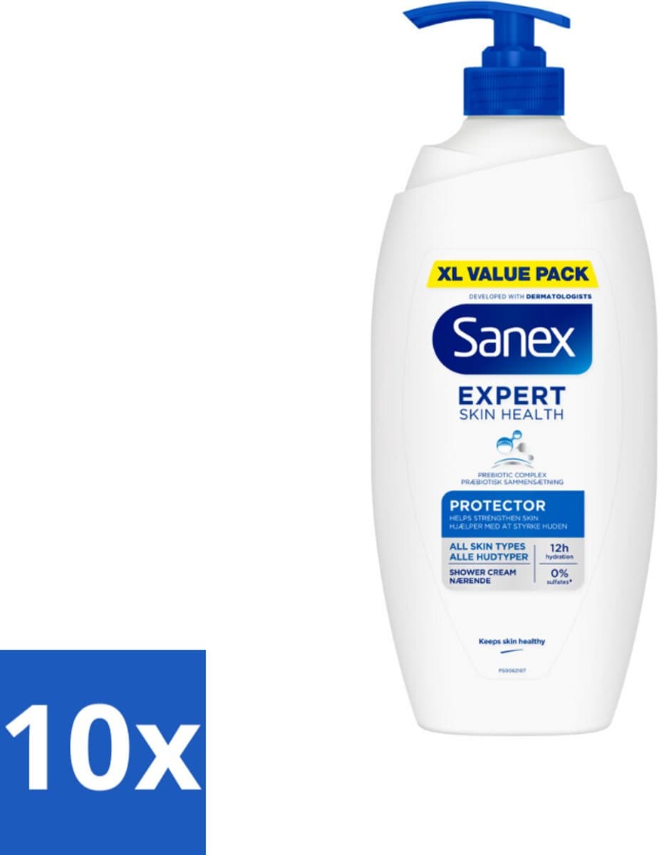 Sanex – Douchecrème – Expert Skin Health Protector – 750 ml - Bulkverpakking - 10 stuks
