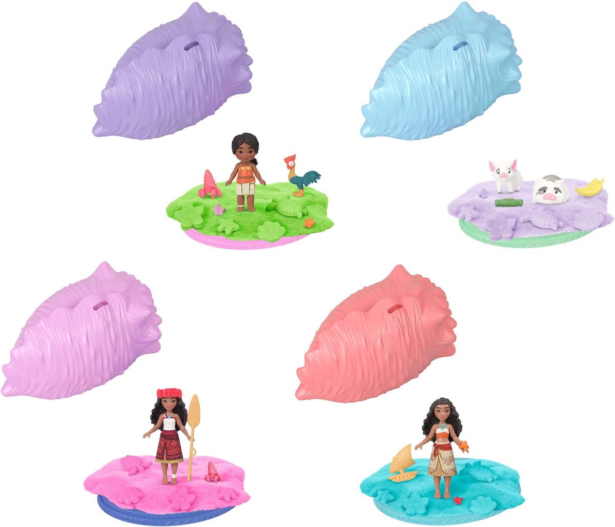 Disney Vaiana Ocean Shell Reveal met Verrassing kleine pop - Met vormbaar zand en accessoires