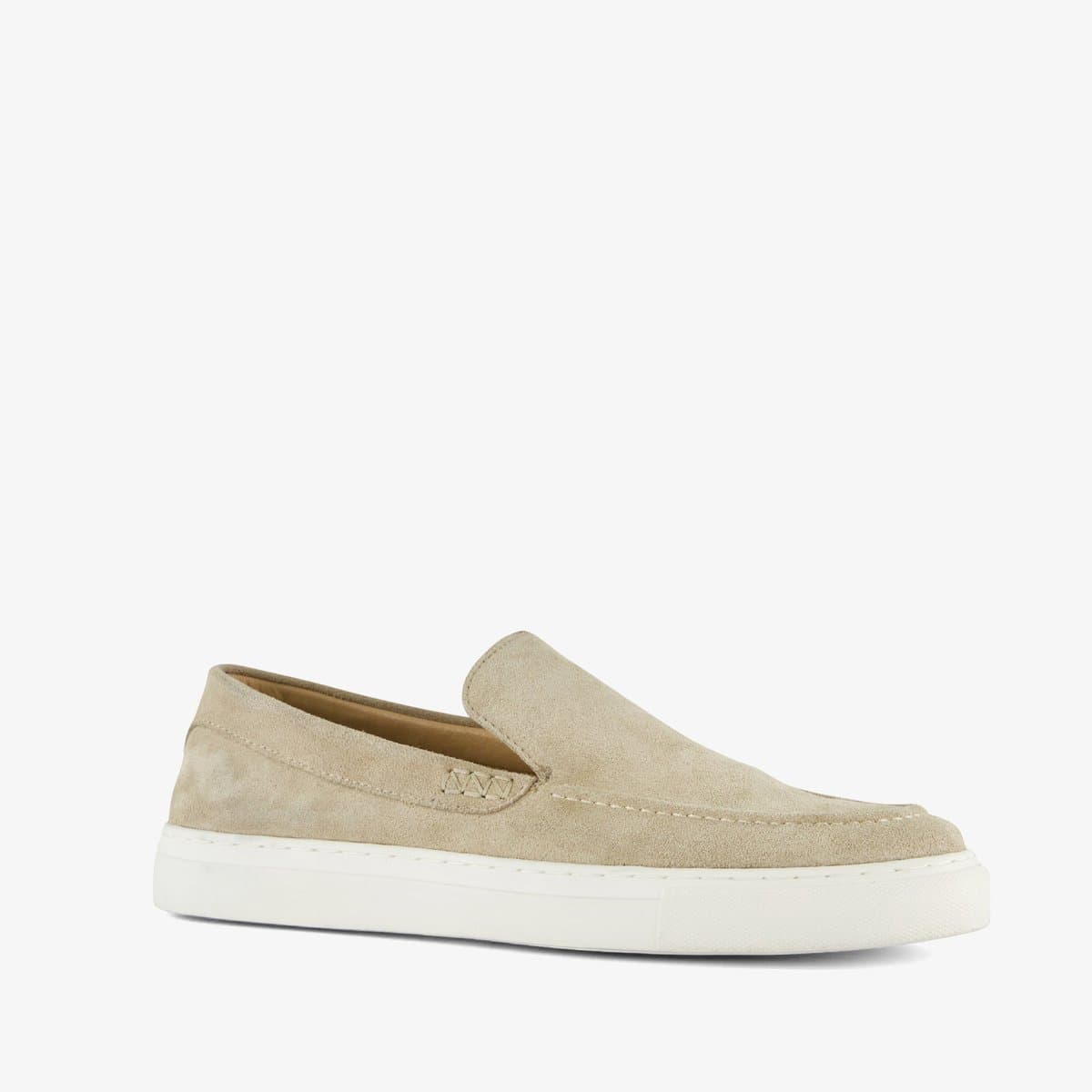 Van Beers suede heren instappers beige - Maat 45 - Echt leer - Uitneembare zool