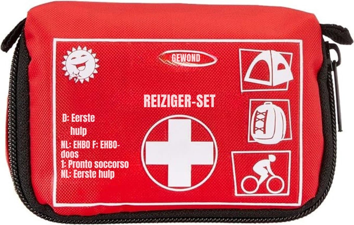 RONN® Ehbo Reisset - Reisset - EHBO - Rood/Zwart - 9cm x 12cm x 6cm