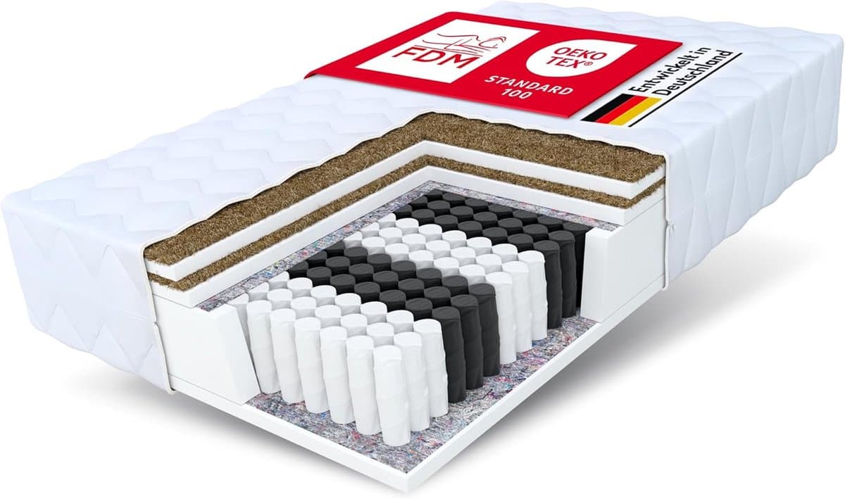 Pocketvering Matras 80x200 cm Dubbelzijdig Hardheid H3 H5 met 7 Zones en Wasbare Tijk
