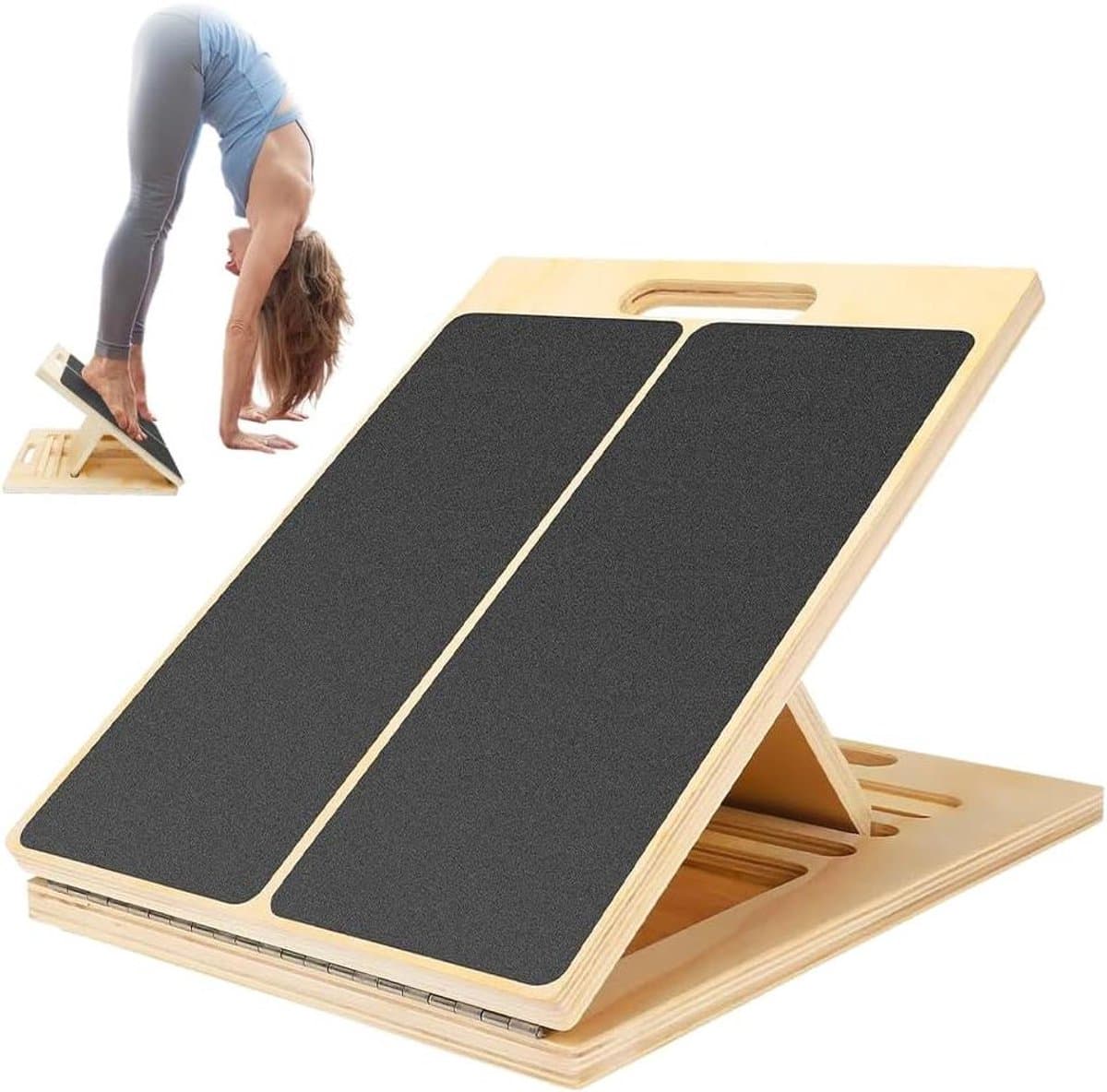 Schuine plank voor balans en fysiotherapie, verstelbaar houten balansbord voor volwassenen.