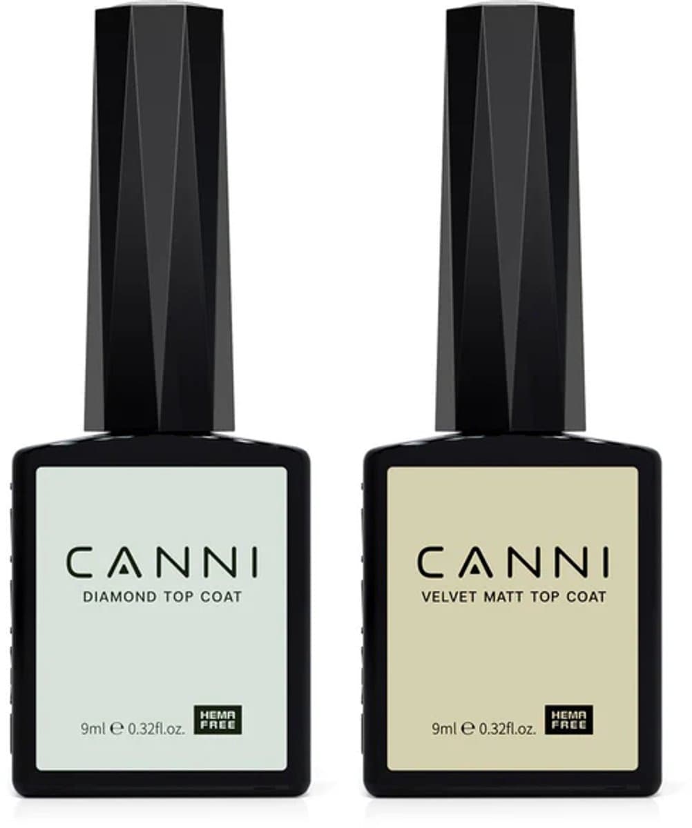 Canni Top en Matte Top Coat UV Gellak Set - 18 ml (2x 9 ml) - Gellak Starterspakket - Gellak Top Coat - Gellak Matte Top Coat - Gellak Set - Canni Gellak - Gellak Nagellak