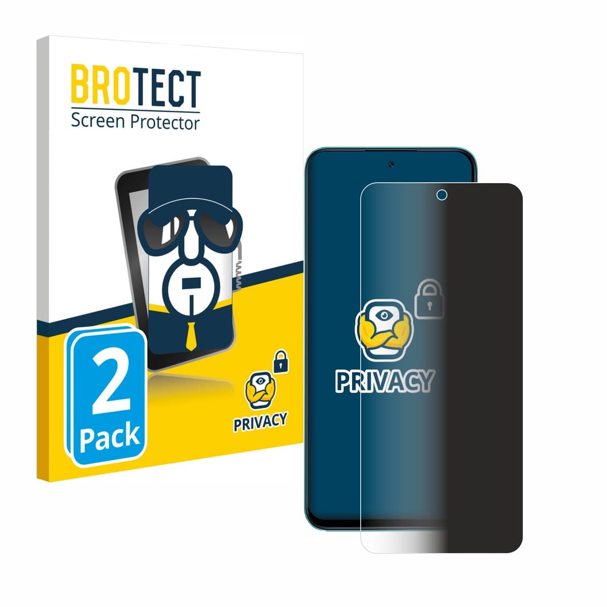BROTECT - privacy screenprotector voor Xiaomi Poco M6 Pro 5G - Folie Beschermfolie Blauwlichtfilter 2 Stuks