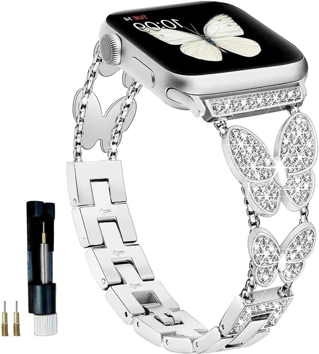 Sieraden Horlogeband voor Smartwatch SE - Vrouwen Crystal Diamond Armband - Roestvrij Stalen Bands