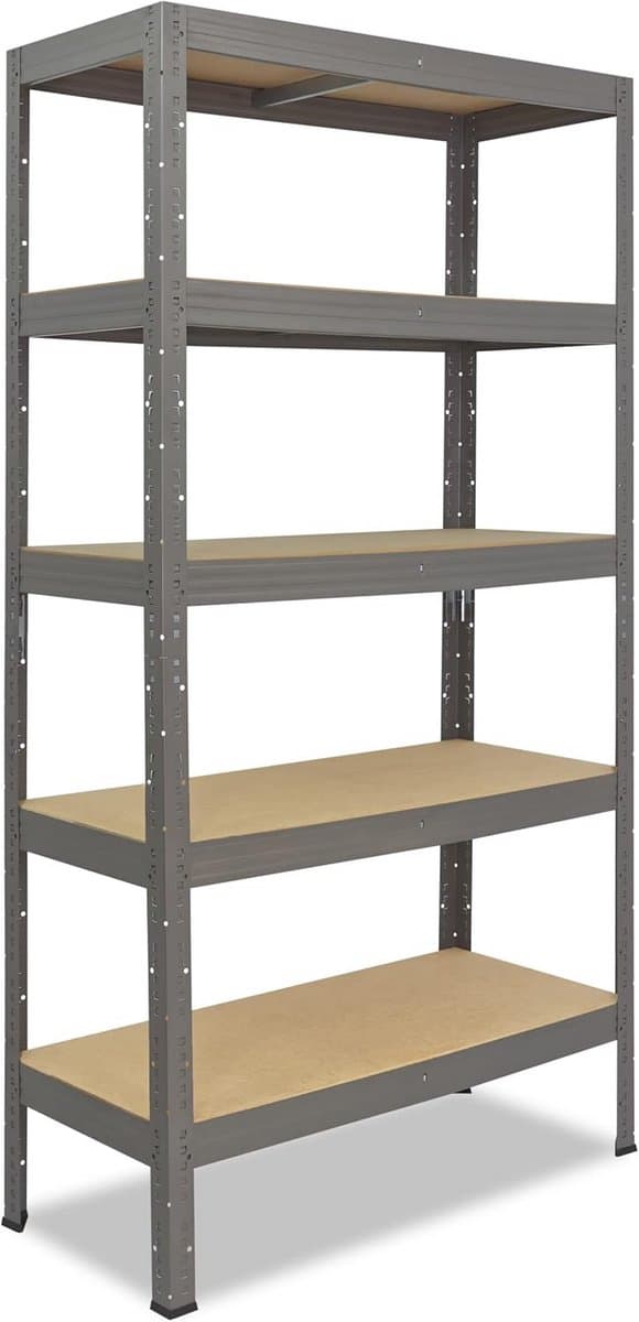 Metalen Stellingkast Grijs 180x50x45 cm - 5 Stevige Legborden - 200 kg Draagvermogen
