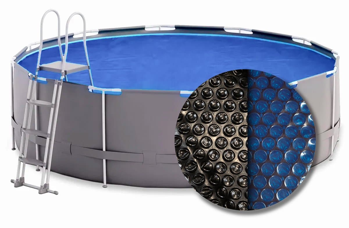 W'eau solar cover rond - 478 cm (zeilmaat 454) - Zwart/Blauw