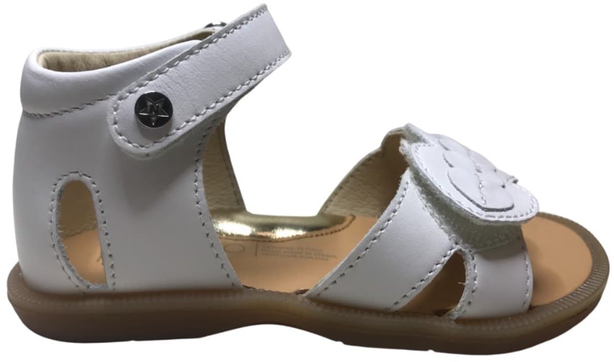 Naturino - Firun - Mt 25 - velcro lederen sandalen - hartjes - wit