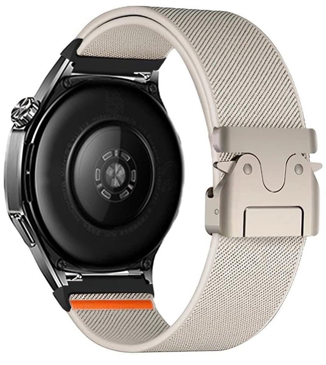 Nylon bandje - geschikt voor Garmin Vivoactive 4 / Venu 3 / Venu 2 / Forerunner 255 / Forerunner 265 / 570 (47mm) en Polar Vantage M / M2 / V3 / Grit X (Pro) - starlight